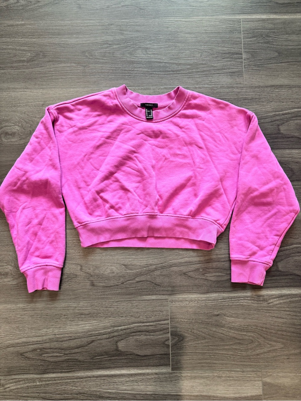 Forever 21 Pink Ribbed Crewneck Sweatshirt